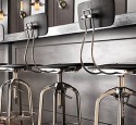Industrial metal bar stool with back