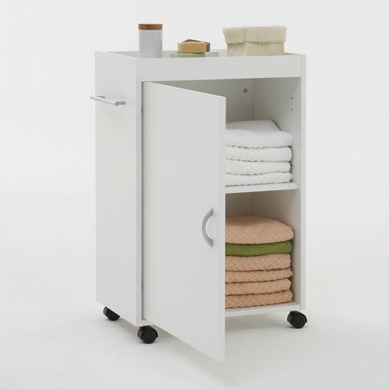 Bathroom storage cabinet on wheels