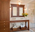 Bathroom storage cabinet with hamper
