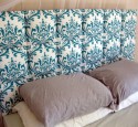 Upholstered headboard queen blue