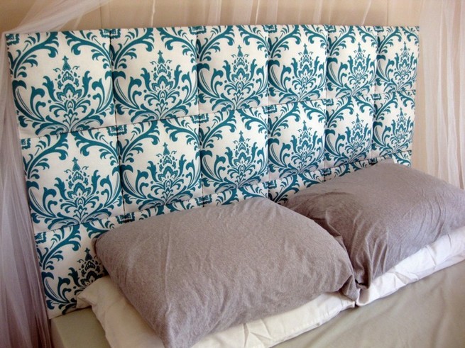 Upholstered headboard queen blue