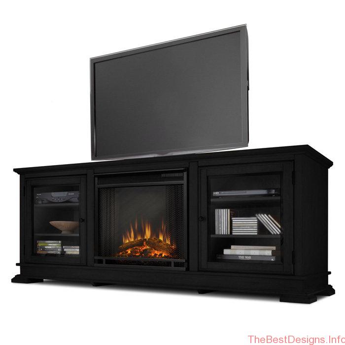 Electric Fireplace TV STand Black Color