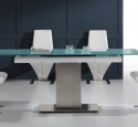 Glass top dining tables with metal base