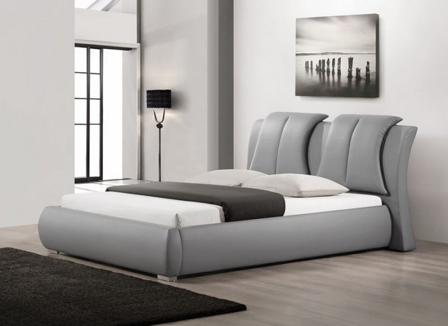 Upholstered headboard queen gray