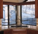 Corner kitchen sink with window