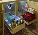 Bathroom shelving with doors