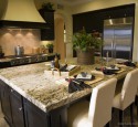 Black rustic kitchen cabinets