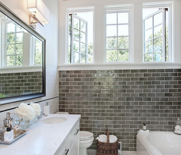 Contemporary subway tile bathroom