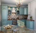 Rustic blue kitchen cabinets