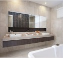 Floating bathroom vanity mirror