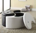 Black and white round storage ottoman