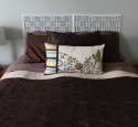 Fabric headboard queen bed