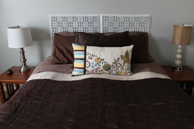 Fabric headboard queen bed