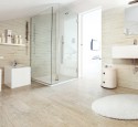Bathroom floor tile wood look