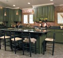 Green rustic kitchen cabinets