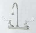 Wall mounted commercial kitchen faucet with spray