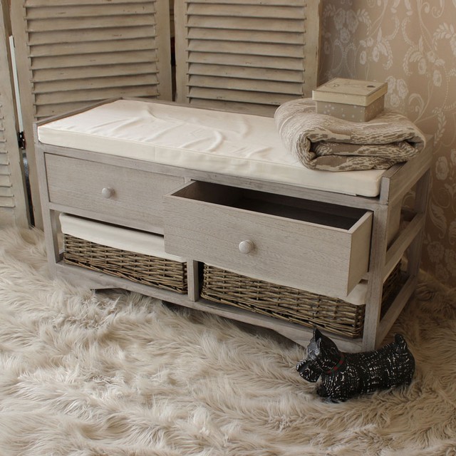 Bathroom bench with drawers