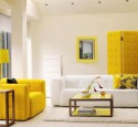 Living room decor with dark brown couch