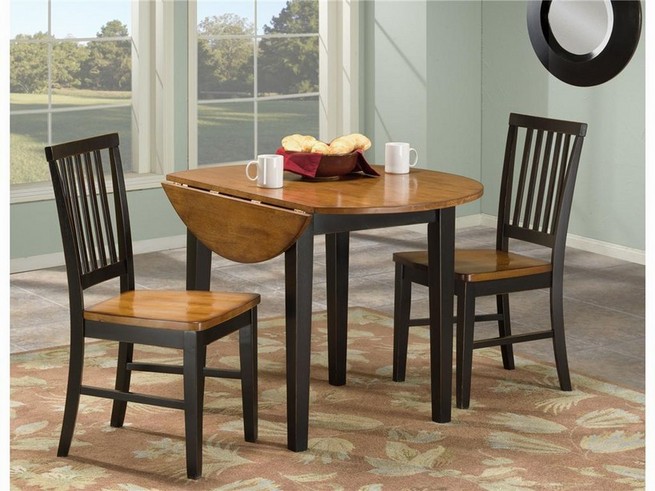 Solid wood dining table with leaves