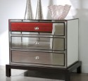 Mirrored nightstand with three drawers
