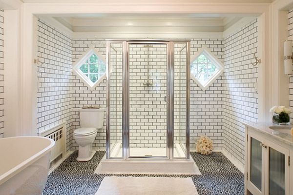 Gray subway tile bathroom pictures
