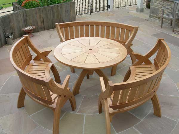 Patio bench with table
