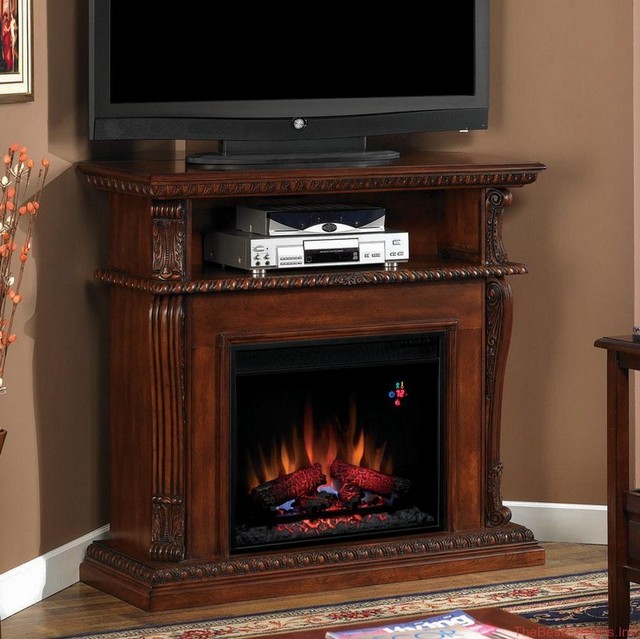 Corner Electric Fireplace Tv Stand Media Storage