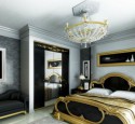 Black And Gold Modern Classic Spacious Bedroom