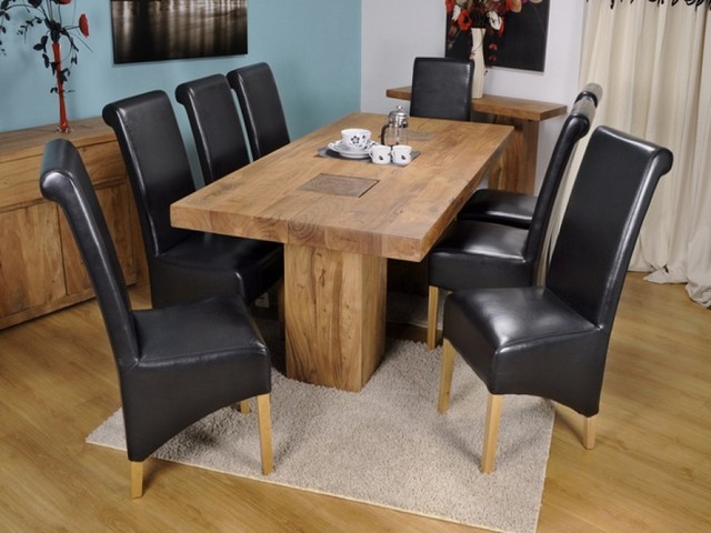 Natural solid wood dining table