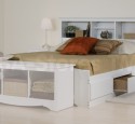 Fabric headboard with storage