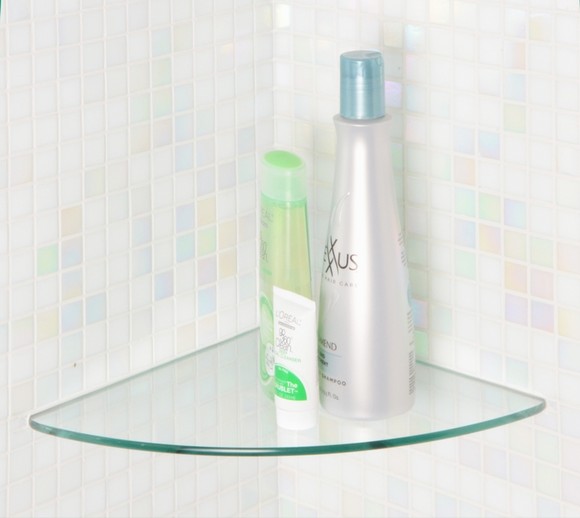 Glass corner shelving bathroom