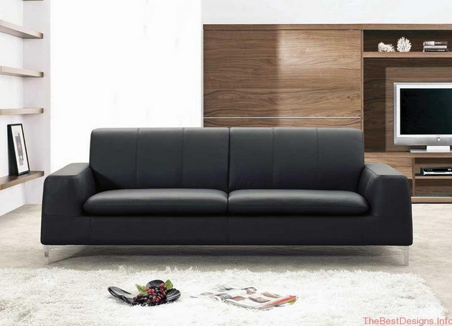 Modern Leather Sofa Black