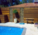 Timber Privacy Screen Around The Pool