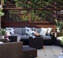Comfortable Patio With Decorative Timber Privacy Screens
