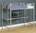 Grey Metal Loft Bed With Desk